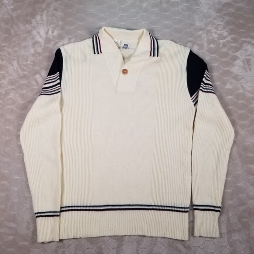 VTG Kennington LTD California Acrylic Long Sleeve Polo‎ Sweater Collared Sz Lg